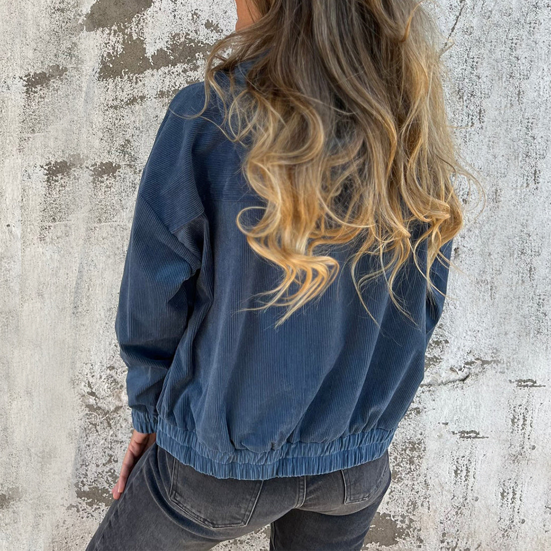 Corduroy Hooded Zip-up Jacket With Pockets Fashion Casual Drawstring Tops Outerwear Women's Clothing CJ