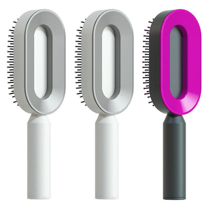 Self Cleaning Hair Brush For Women One-key Cleaning Hair Loss Airbag Massage Scalp Comb Anti-Static Hairbrush CJ