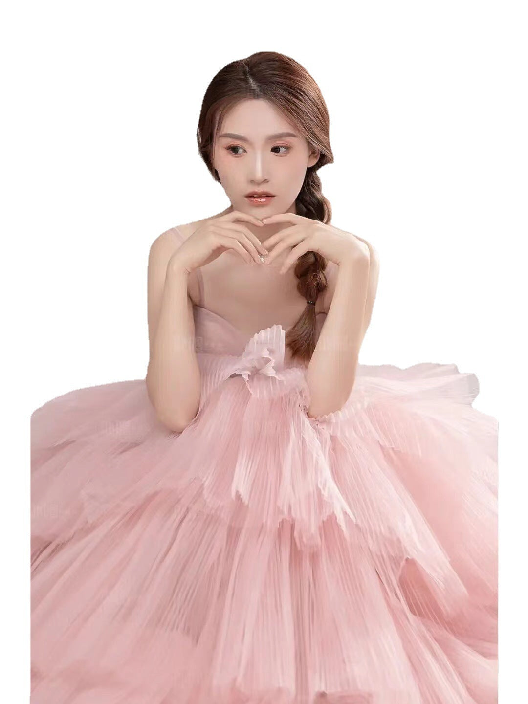 Elegant Girl's Wedding Photography Dress Pink White A&S Collection