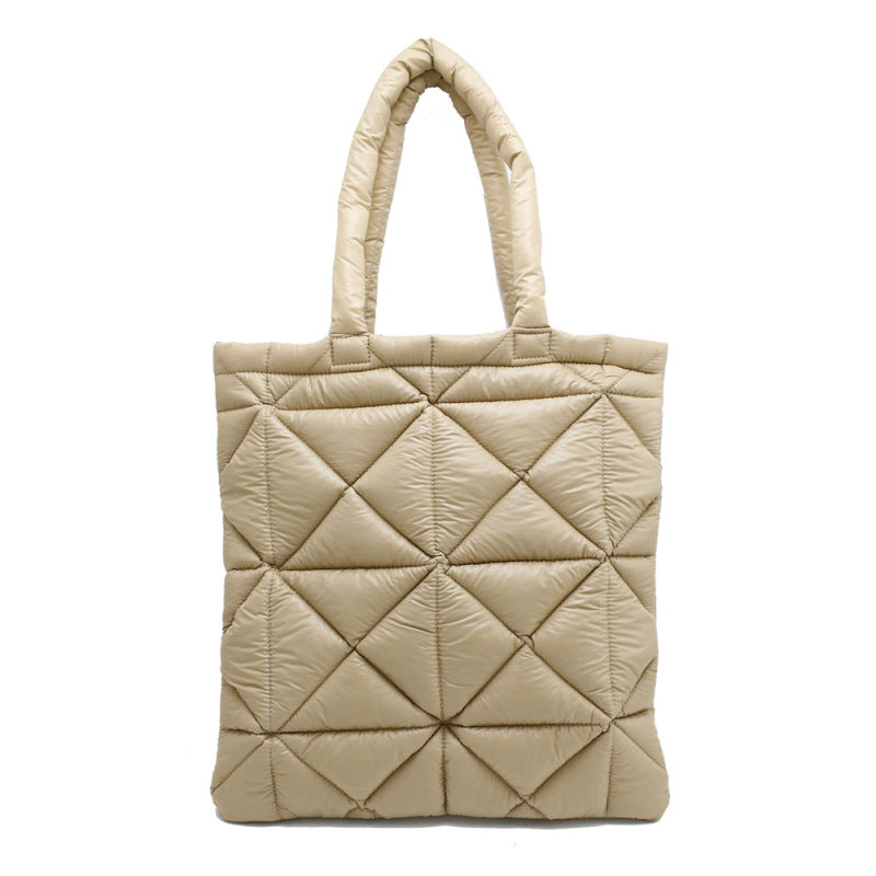 Chic quilted down tote: elegant, spacious, and stylish A&S Collection
