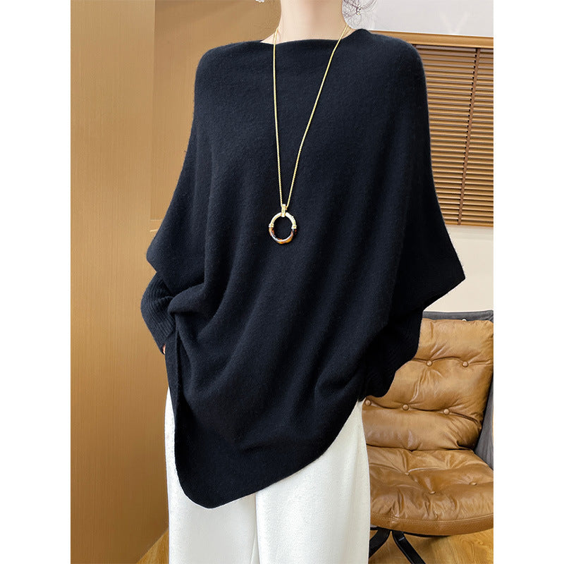 Elegant Merino wool shawl pullover, triangle design, perfect for stylish layering A&S Collection