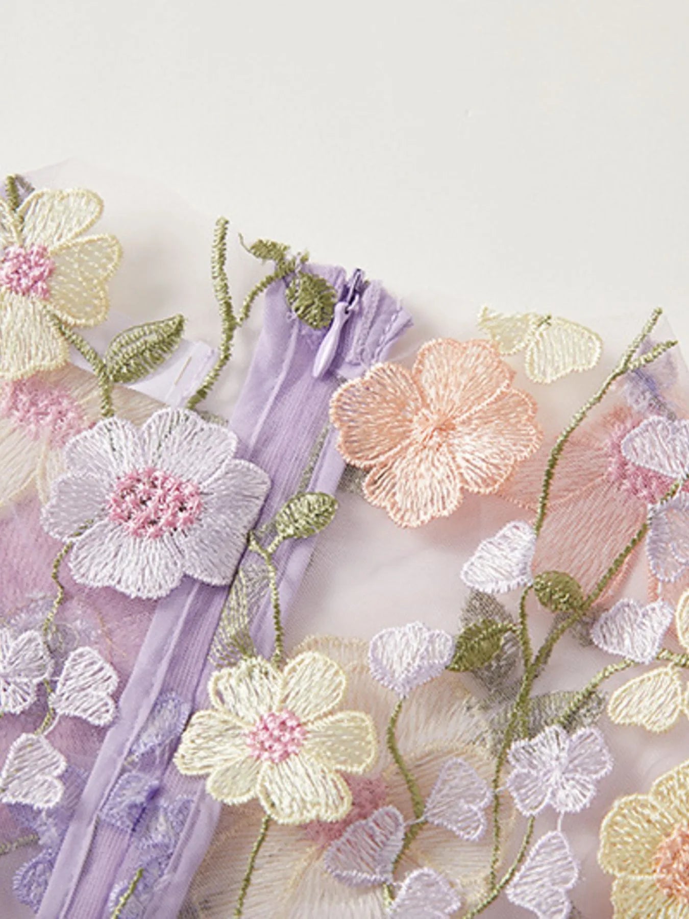 Floral Embroidered Mesh Overlay Maxi Dress.