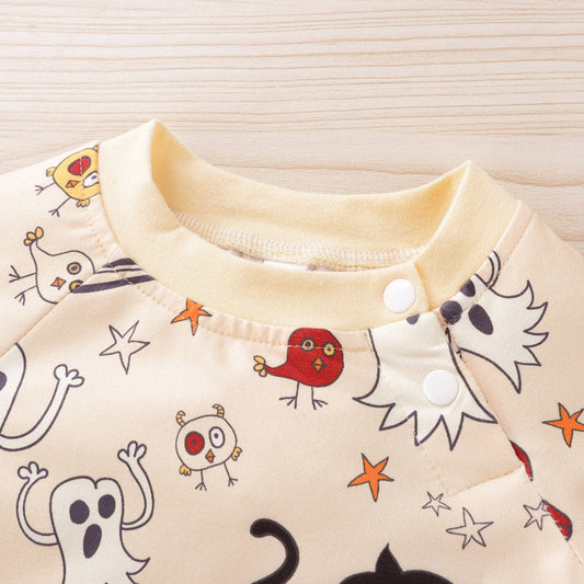 baby onesie with playful animal prints, ideal for autumn A&S Collection