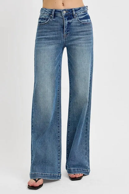 RISEN Full Size Tummy Control High Rise Wide Adjustable Waist Band Jeans Plus Size.