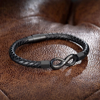 To My Man Custom Names Love You Forever And Always Infinity Leather Bracelet For Husband Dad Son A&S Collection