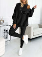 3pcs Women's Sports Suit Loose Hooded Pockets Sweatshirt And Vest And Slim Trousers A&S Collection