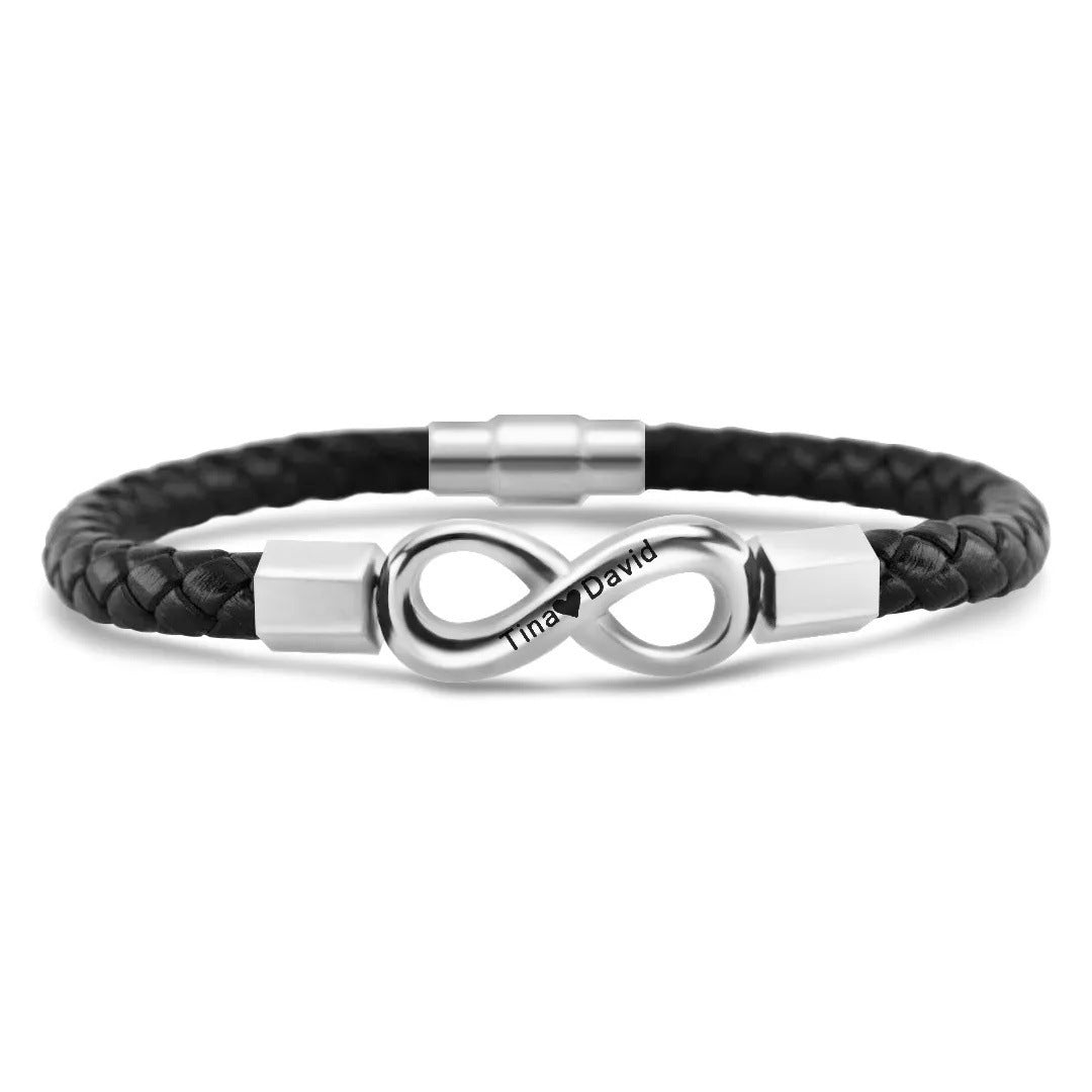 To My Man Custom Names Love You Forever And Always Infinity Leather Bracelet For Husband Dad Son A&S Collection