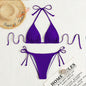 Pure Color Tied Halter Bikini Swimsuit CJ