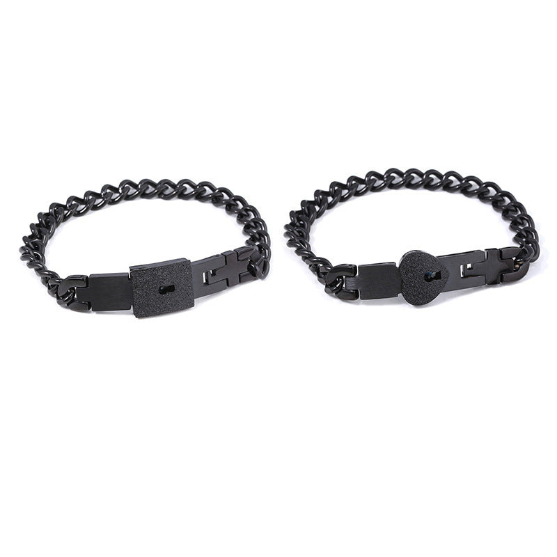 Special Day titanium steel love lock set: matching projection lock bracelet and key necklace for lovers A&S Collection