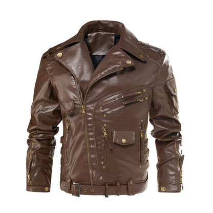 Motorcycle Leather Jacket, Punk Style PU Jacket A&S Collection
