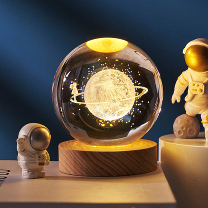 Luminous Starry Sky And Planets Moon Moon Crystal Ball Small Night Lamp Projection Ambience Light Creative Gift New Strange Gift A&S Collection