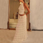 2pcs Women's Dress Suit Sexy Sleeveless Backless Cropped Halter Top And Pleated Long Skirt Beach Clothing A&S Collection