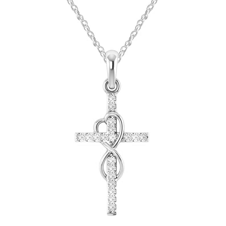 Stunning Alloy Pendant Necklace: Featuring Sparkling Diamonds and an Elegant Infinity Cross Design – Perfect for Adding Timeless Grace to Your Style CJ