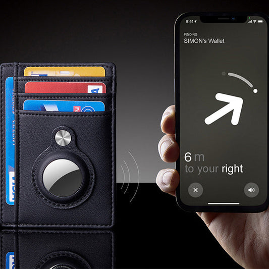 AirTag Wallet Anti Theft Bullet Card Bag Multi-functional Rfid Card Holder Men's Leather Slim Wallets For Airtag Air Tag A&S Collection
