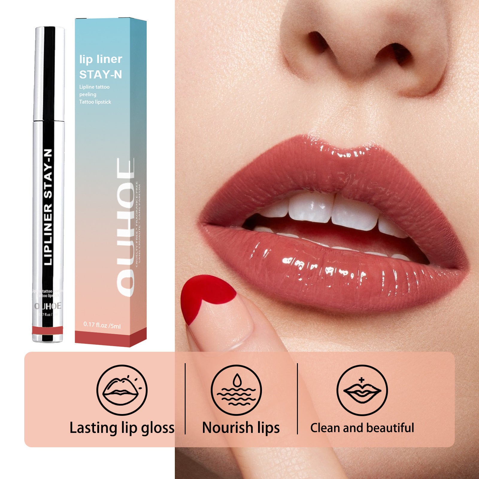 Lip Liner Pen Dark Brown Waterproof Long Lasting Plump Soft Lip Gloss Makeup Cosmetics A&S Collection