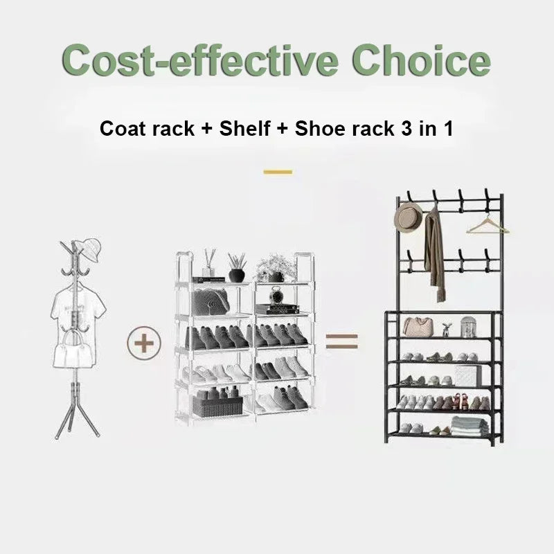 Clothes Hat Hangers Shoe Rack Multi-ayer Shoe Rack Simple Floor Shoes and Hat Racks Load-bearing Living Room Organizer Shelf A&S Collection