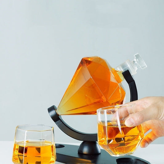 Whiskey Wine Set Suit Diamond Type Wine Bottle Wine Glass Borosilicate Glass Wine Pourer Kitchen Gadgets A&S Collection