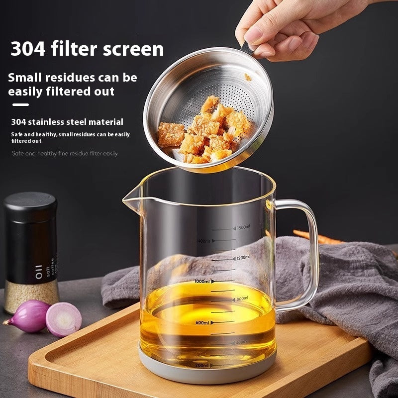 Household Kitchen Lard Jar: Glass Oil Filter Pot with Net - Premium Oil Leakage Prevention A&S Collection