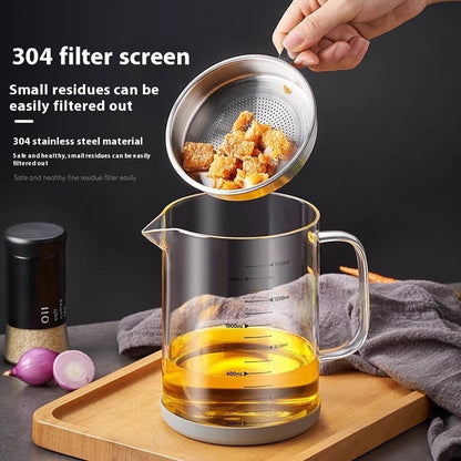 Household Kitchen Lard Jar: Glass Oil Filter Pot with Net - Premium Oil Leakage Prevention A&S Collection