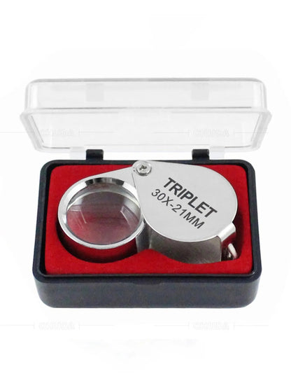 Pocket Loupe Magnifier Jewelry Magnifying Glass Foldable Diamond Lupa Triplet Jewelers Eye Glass Tool Reading Magnifier A&S Collection