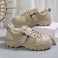 Lace-up Canvas Shoes With Hook Design Fashion Breathable Thick-soled Round-toe Casual Shoes For Women Sneakers A&S Collection