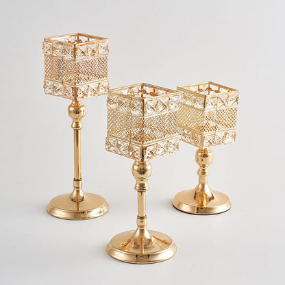 Light luxury style electroplating retro creative candlestick wedding props ornaments iron square candle cup decoration A&S Collection