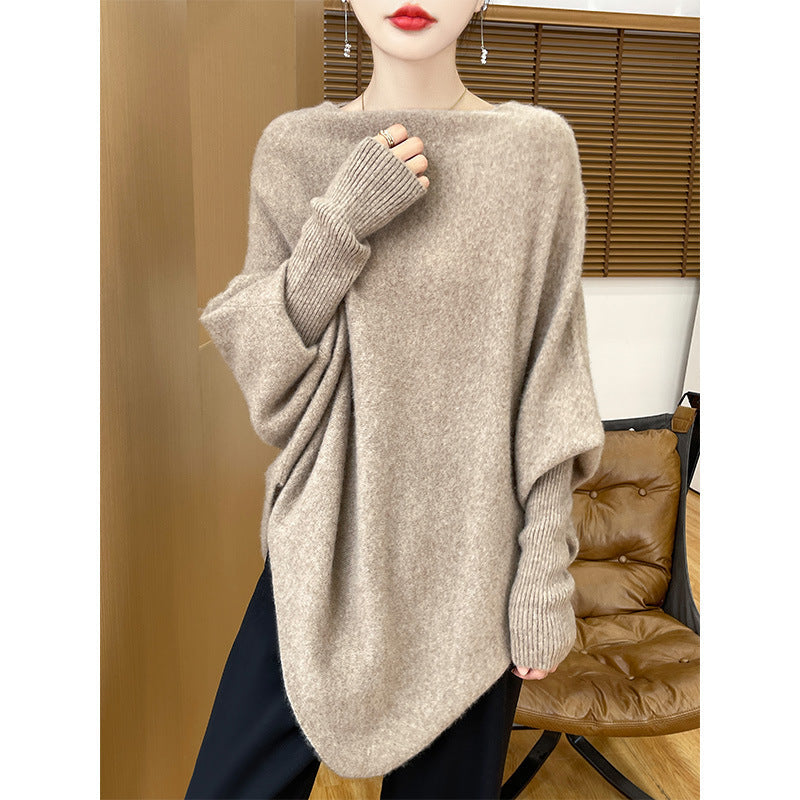 Elegant Merino wool shawl pullover, triangle design, perfect for stylish layering A&S Collection