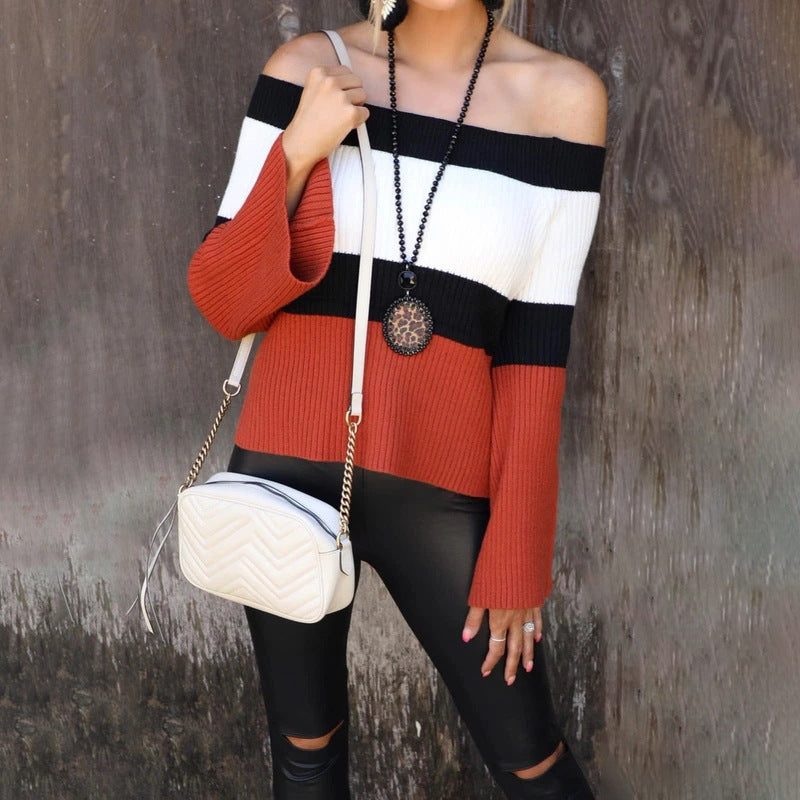 Elegant slim knit pullover: sexy line neck design, perfect for chic style. A&S Collection