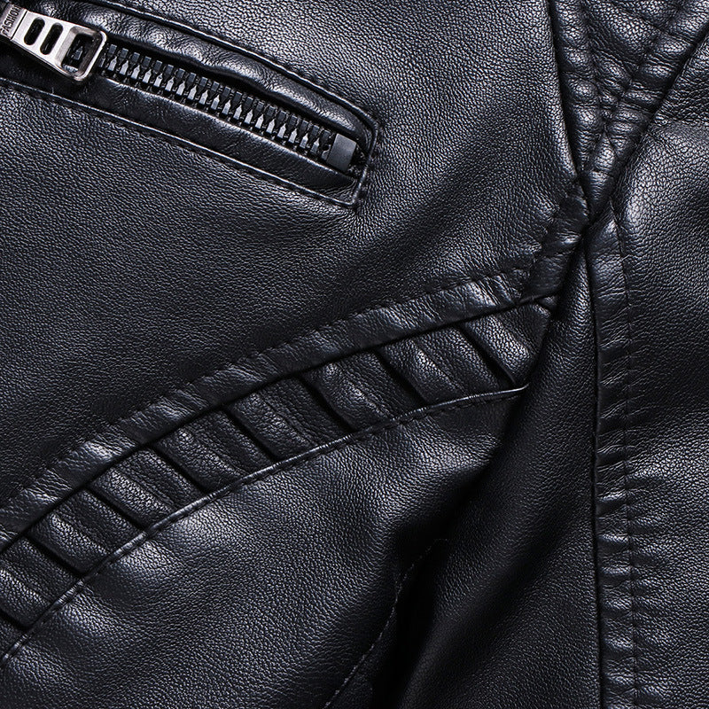 Men's new winter cashmere thick warm leather jacket PU leather jacket A&S Collection