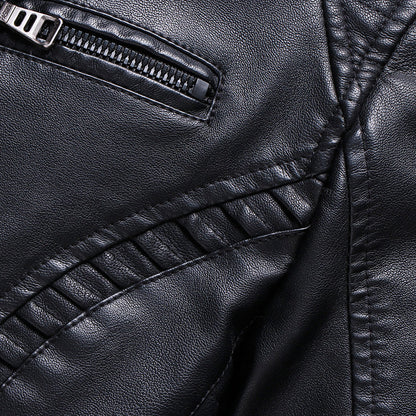 Men's new winter cashmere thick warm leather jacket PU leather jacket A&S Collection