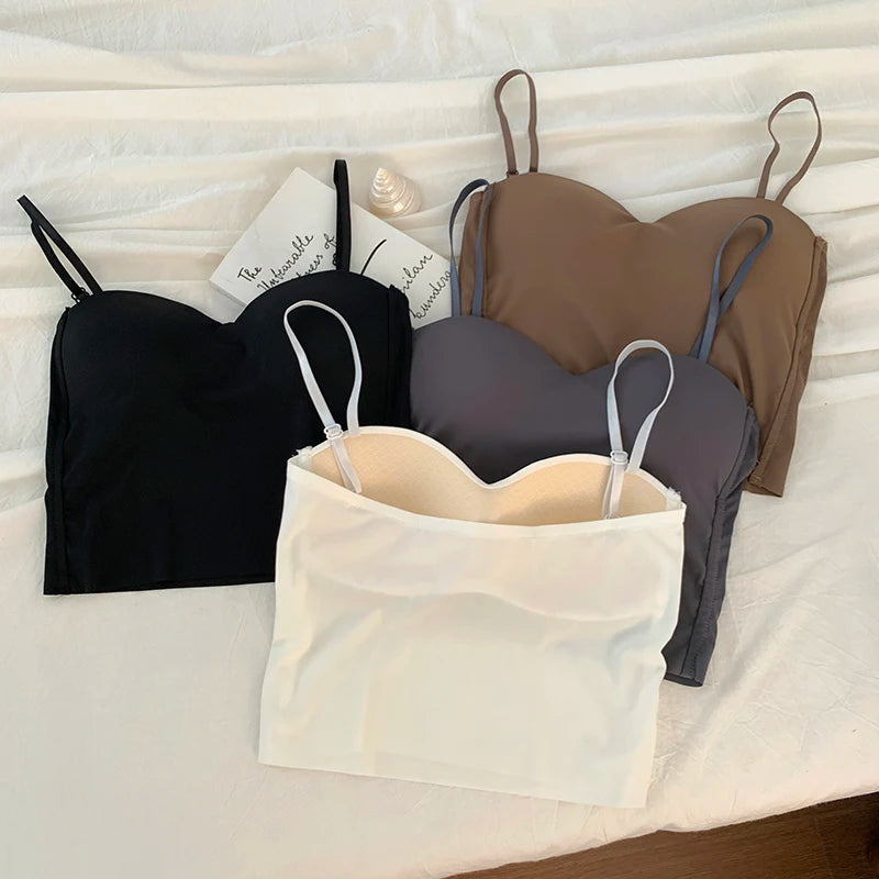 ITOOLIN Fashion Backless Tank Tops Cute Crop Tops For Women Slim Elastic Camisole Ice Silk Women Spaghetti Camis With Bra Pad A&S Collection