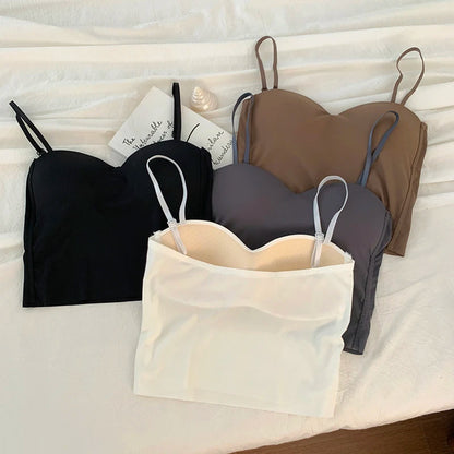 ITOOLIN Fashion Backless Tank Tops Cute Crop Tops For Women Slim Elastic Camisole Ice Silk Women Spaghetti Camis With Bra Pad A&S Collection