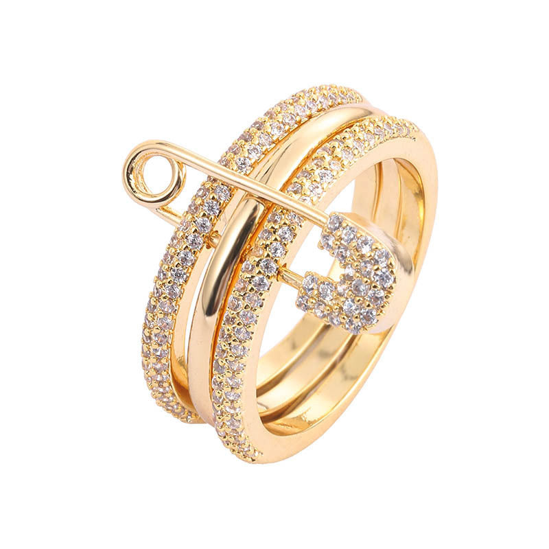 Stylish tri-color ring: versatile split design, featuring micro-set zircon for a unique, fashionable look A&S Collection