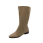 Pointed Toe Retro Middle Boots Simple Thick Heel Below The Knee