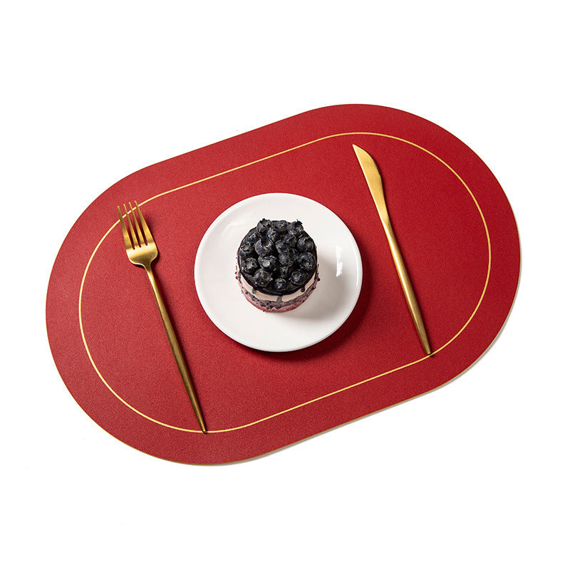 Elegant Double-sided Leather Mat: Thickened, Anti-Skid, and Heat-Resistant - Perfect for Protecting Your Table and Enhancing Dining Experiences A&S Collection