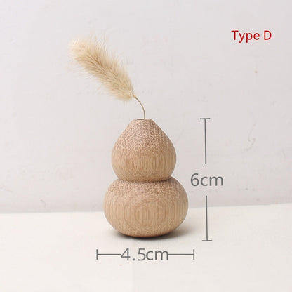 Japanese Style Groceries Solid Wood Dried Flowers And Flowerpot Wooden Craftwork Ins Vase A&S Collection