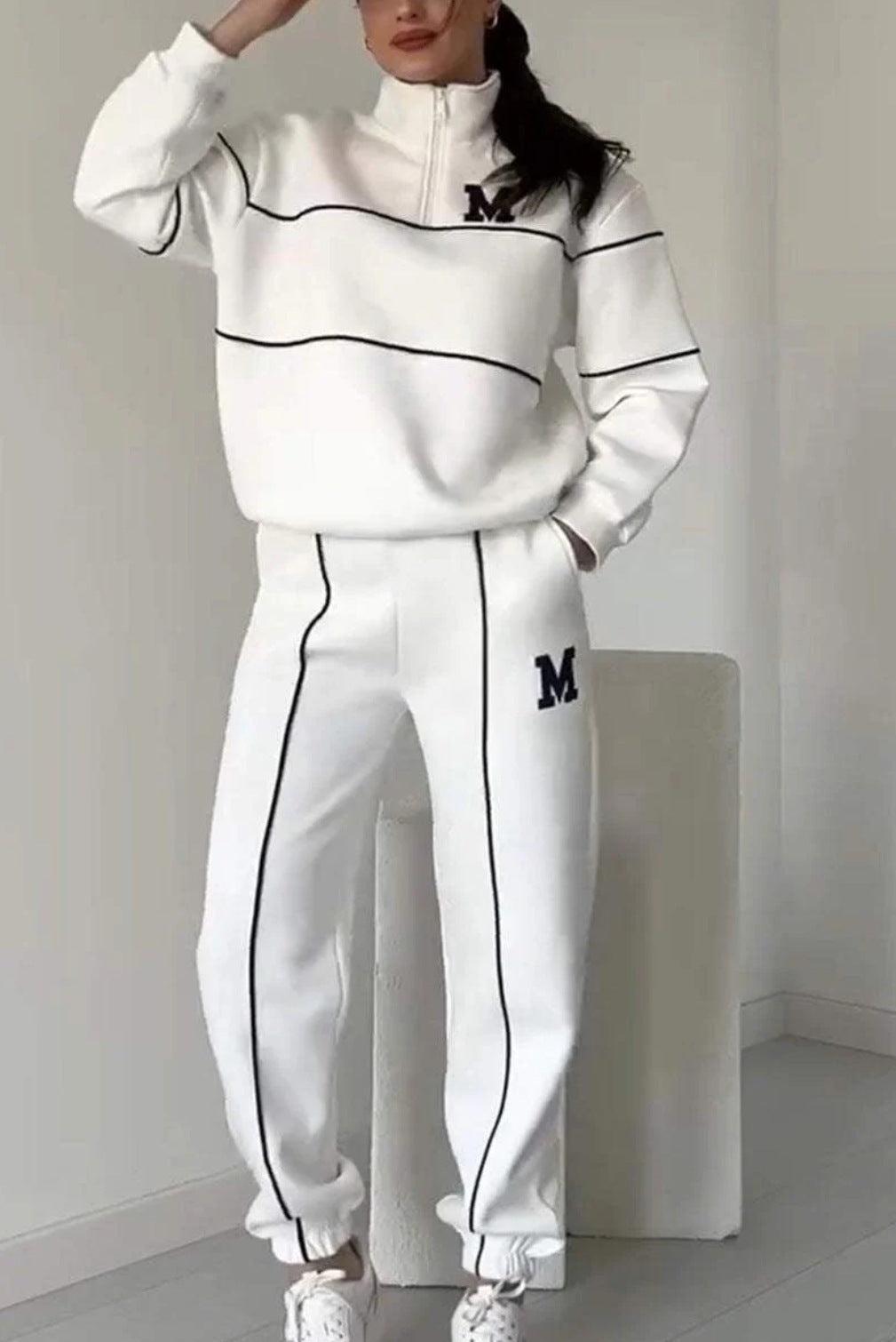 Womens 2 Piece Outfits Lounge Hoodless Pullover Sweatshirt Sweatsuit Sets Sweatshirt Baggy Fashion Sweatpants With Pockets A&S Collection