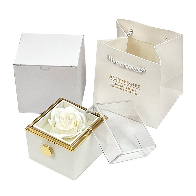 Rotating Soap Flower Rose Gift Box Creative Rotating Rose Jewelry Packaging Box Valentine's Day Gift For Women A&S Collection