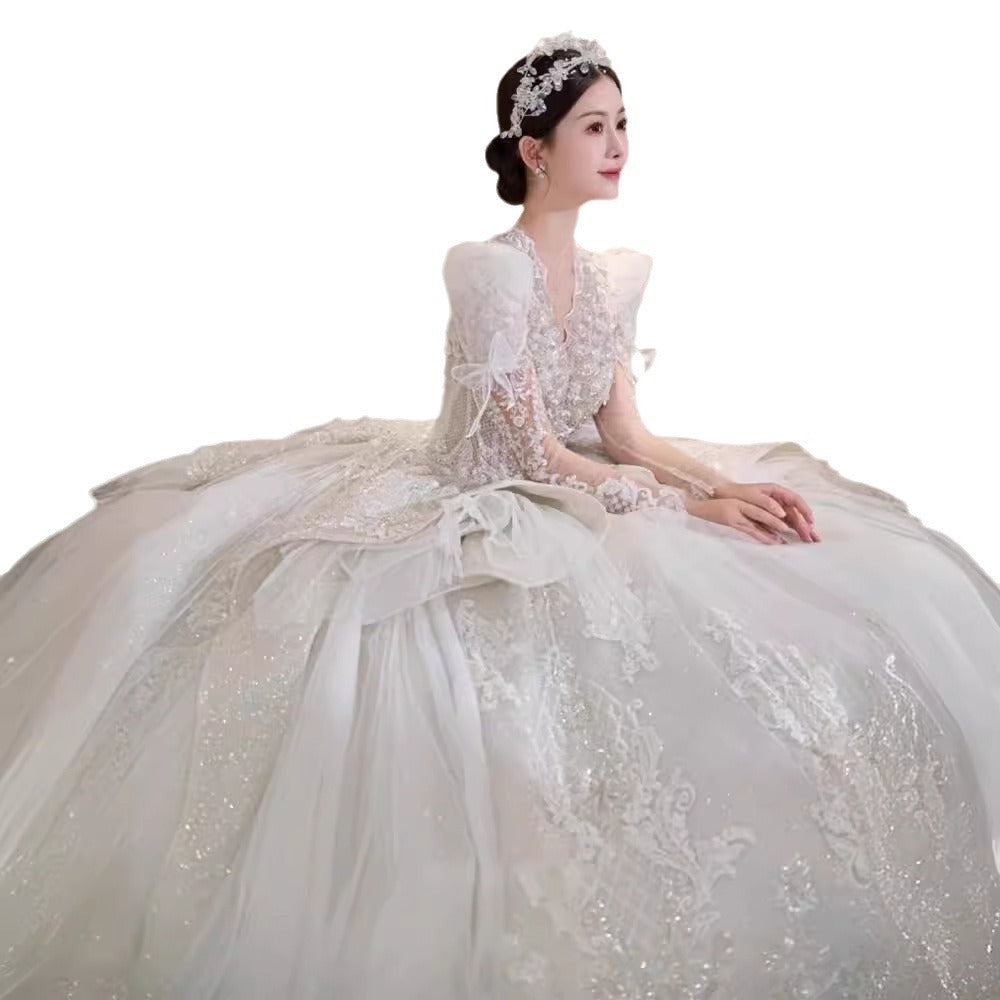 Bride Main Yarn Long Sleeve Heavy Industry Trailing French Retro Advanced A&S Collection