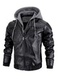 Men's Faux Leather Jacket Motorcycle Jacket Waterproof Windproof PU Moto Vintage Bomber Hoodie With Removable Hood A&S Collection