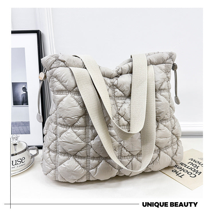 Elegant cloud tote: spacious, single shoulder, and soft down design A&S Collection