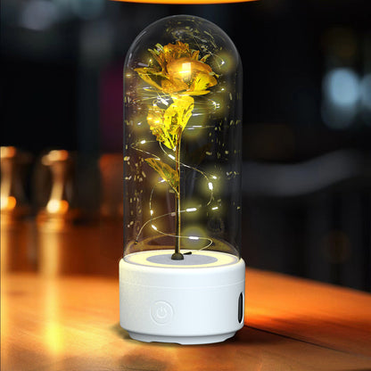 Creative 2 In 1 Rose Flowers LED Light And Bluetooth-compatible Speaker Valentine's Day Gift Rose Luminous Night Light Ornament In Glass Cover A&S Collection
