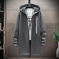 Tide brand Large Size Chinese style jacket Jacket Medium long hooded windbreaker male solid color printed long windbreaker male A&S Collection