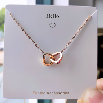 Titanium steel heart-shaped double le necklace A&S Collection