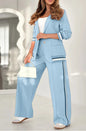 2 Pcs Set Women Suit Coat Pants Suit Lapel Long Sleeves Lady Jacket Wide Leg High Waist Trousers Female Commuting Office Outfit A&S Collection