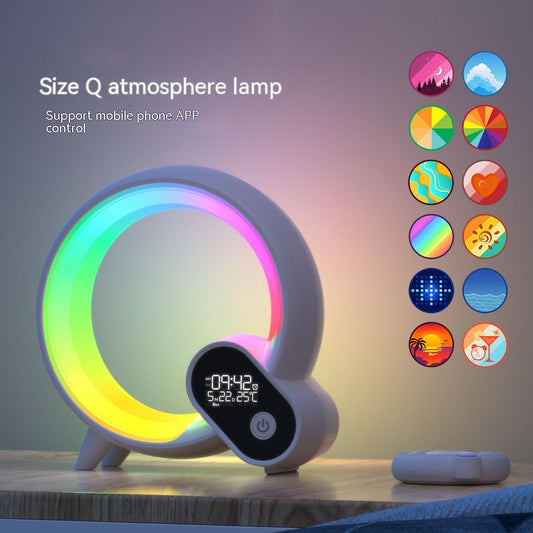 Creative Q Light Analog Sunrise Digital Display Alarm Clock Bluetooth Audio Intelligent Wake-up Q Colorful Atmosphere Light A&S Collection