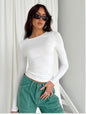 Women's Long Sleeved T-Shirt Spring And Autumn Solid Color Slim Fit Pullover Women's Basic T-Shirt Y2k Clothes Street Wear A&S Collection