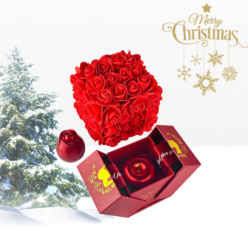 Valentines Day Gift Soap Rose Gift Box Crystal Pendant Necklace Eternal Flower Jewelry Box Set Wedding Birthday Gift For Girlfriend A&S Collection