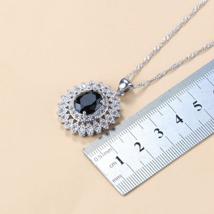 Garnet Cubic Zirconia Earrings Pendant Necklace Bracelet Ring Gift 4 PCs Set A&S Collection