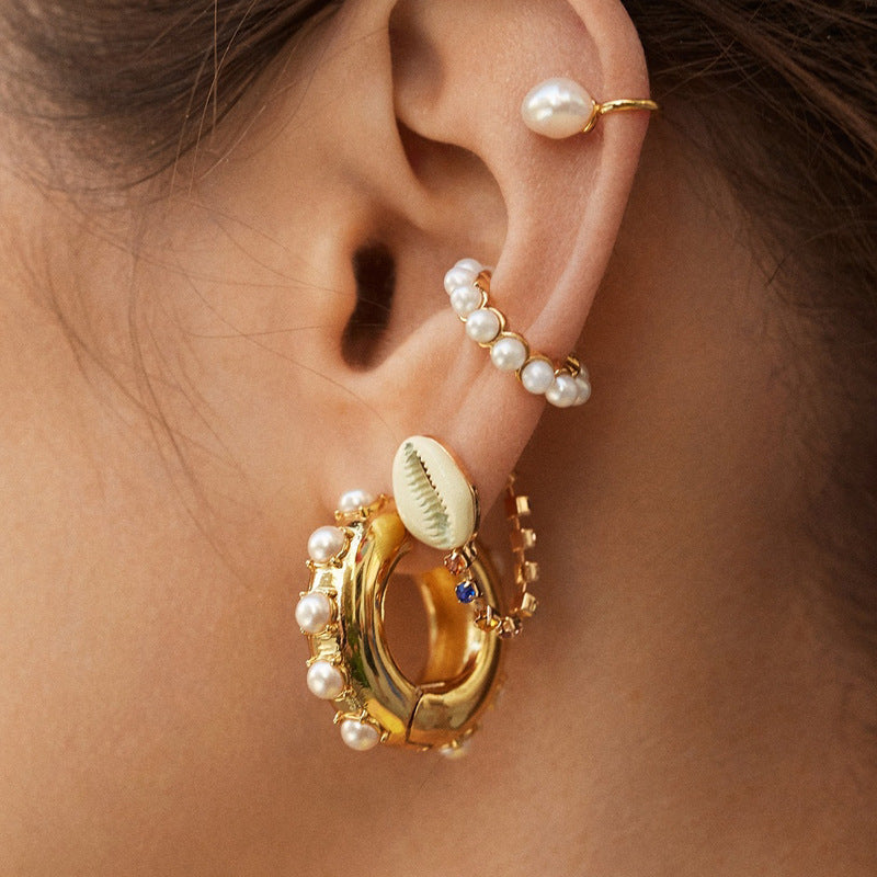 Rainbow pearl earrings Dopamine candy-colored hemispheres for women's ear clasp earrings A&S Collection